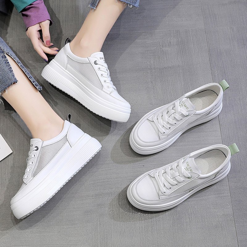 2021 spring and summer new women's shoes fashion white shoes women's flat bottom thick bottom breathable casual women's shoes