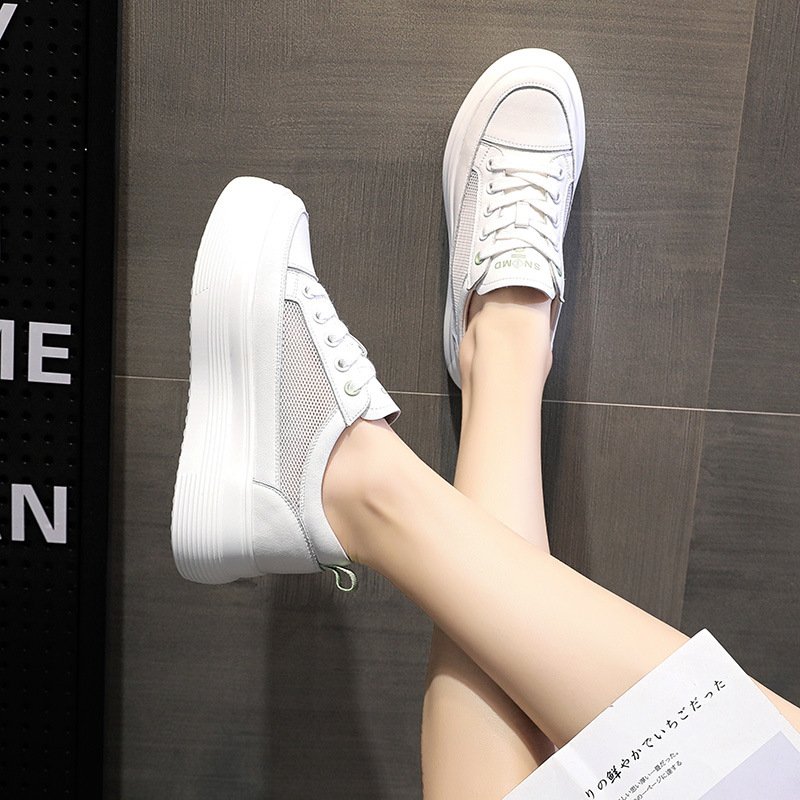 2021 spring and summer new women's shoes fashion white shoes women's flat bottom thick bottom breathable casual women's shoes