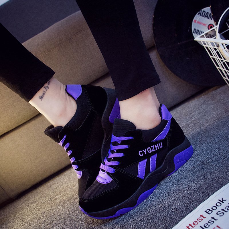 2021 four seasons new color matching sports shoes casual shoes female student board shoes platform platform shoes forrest travel 625