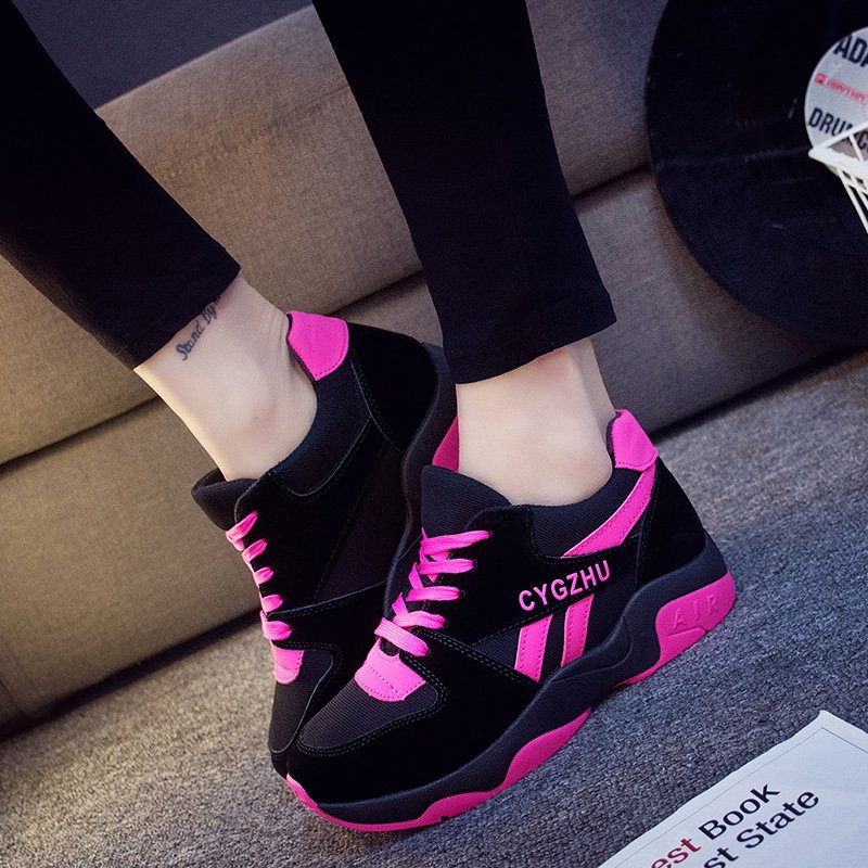 2021 four seasons new color matching sports shoes casual shoes female student board shoes platform platform shoes forrest travel 625