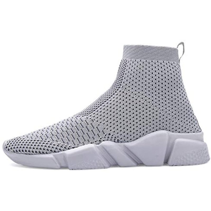 Voiv Womens Walking Shoes Mens Slip-on Sneakers Breathable Lightweight Athletic Running Shoes High Top All Gray