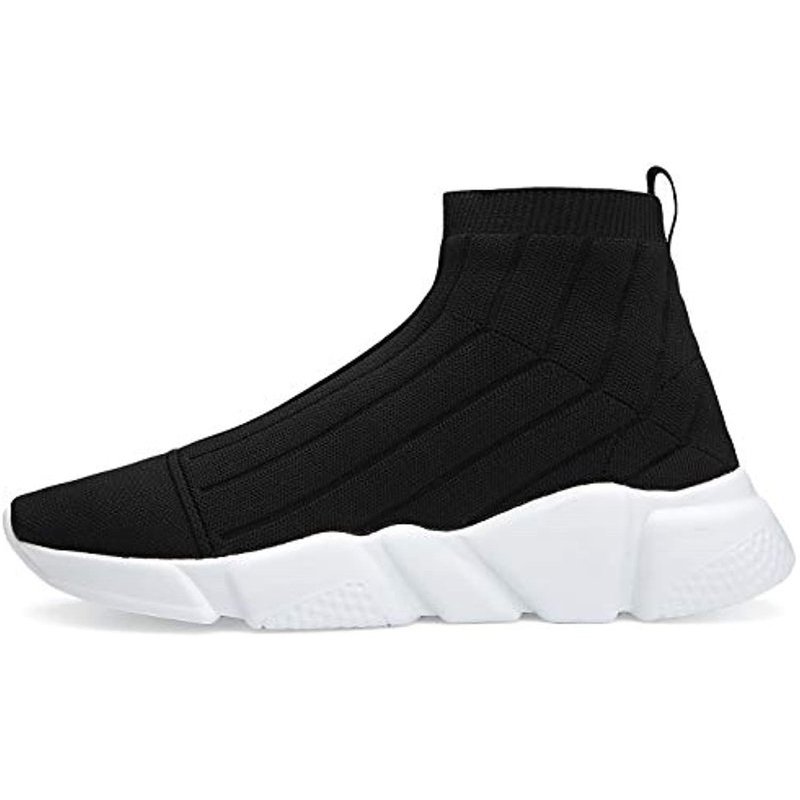 Santiro Men's Running Shoes Breathable Knit Slip On Sneakers Lightweight Athletic Shoes Casual Sports Shoes High Top Black 4