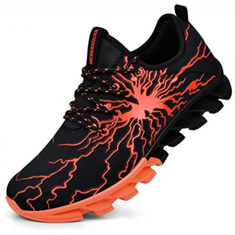 Honnesserry Men's Fashion Sneakers Slip on Tennis Work Shoes Slip Resistant Athletic Sports Running Casual Walking Gym Workout Shoes Black-Orange