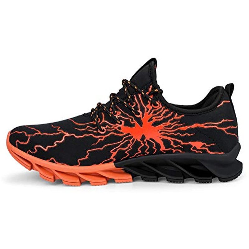 Honnesserry Men's Fashion Sneakers Slip on Tennis Work Shoes Slip Resistant Athletic Sports Running Casual Walking Gym Workout Shoes Black-Orange