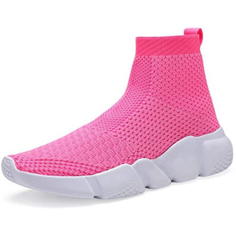 Voiv Womens Walking Shoes Mens Slip-on Sneakers Breathable Lightweight Athletic Running Shoes High Top Pink