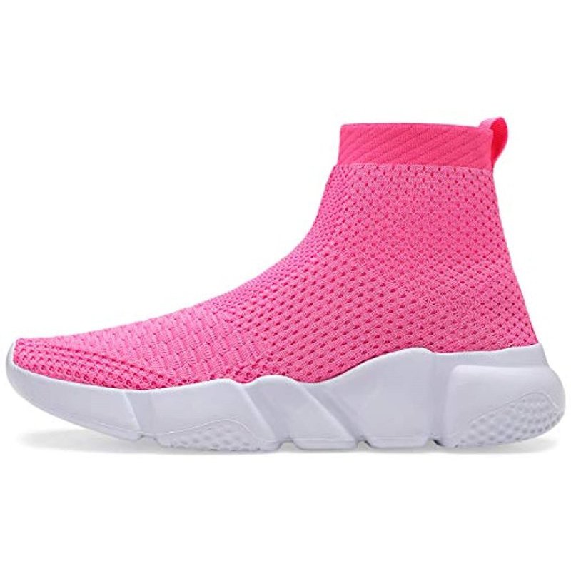 Voiv Womens Walking Shoes Mens Slip-on Sneakers Breathable Lightweight Athletic Running Shoes High Top Pink