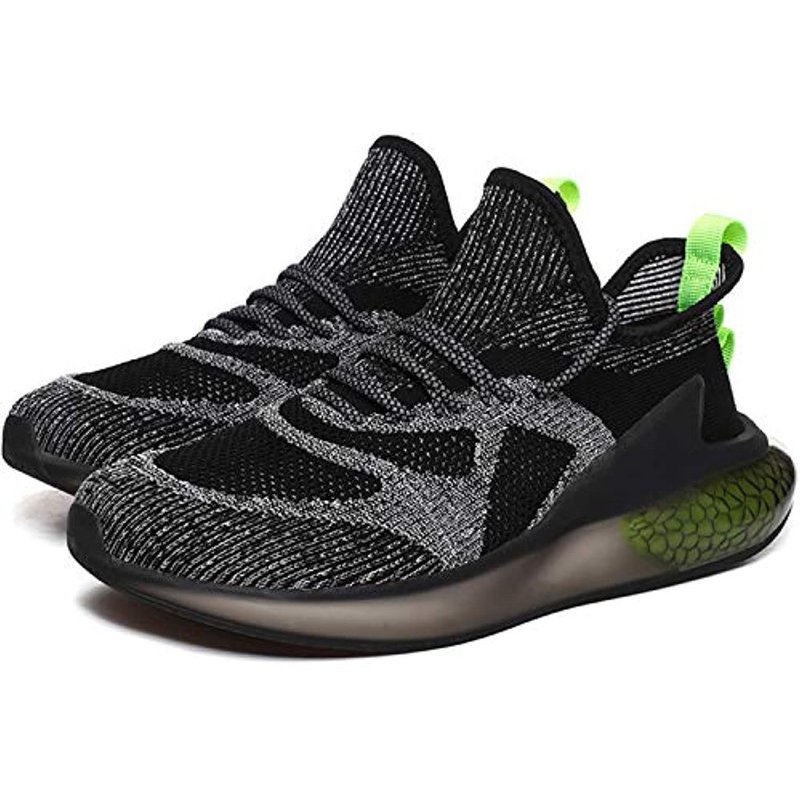 Damyuan Men's Sport Gym Running Shoes Walking Shoes Casual Lace Up Lightweight Black-Green